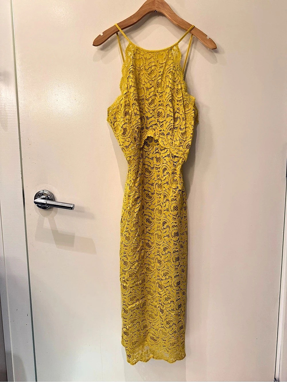 Zara Woman Lace Halter Midi Dress Yellow Like New